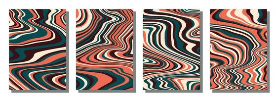 Abstract psychedelic groovy set background. vector