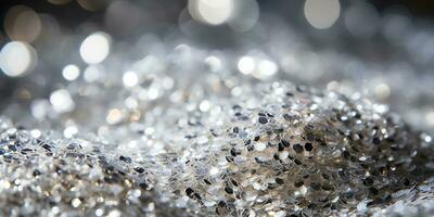 Silver glitter christmas abstract background with bokeh defocused lights AI Generated photo