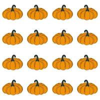 Hand drawn pumpkin seamless pattern. Modern linear style with colorful spots. Minimalist fall holiday background vector illustration. Ideal for fabric, textile, prints, wrapping paper.