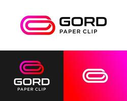 Letter G monogram paper clip book document logo design. vector
