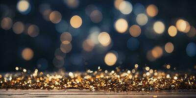 Christmas background. Festive abstract background with bokeh defocused lights AI Generated photo