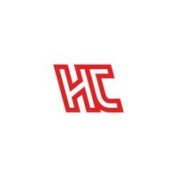 letter hc outline simple line red logo vector