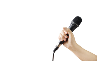 microphone dans main png transparent