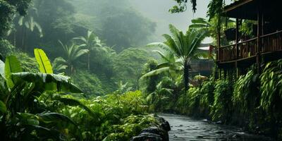 tropical rain forest. nature background AI Generated photo