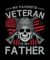 mi favorito veterano es mi papá americano veterano ama camiseta diseño vector