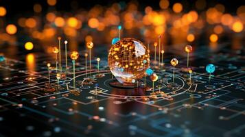 Data Visualization, Close up Technology Digitalization, Optimization of High-Tech Electronics, Data mining, artificial intelligence, business analytics, AI Generative photo