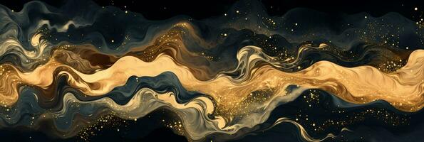 Abstract background black and gold water color style, captivating blend of gold and black oil texture, Luxury and elegant Marble Art, AI Generative photo