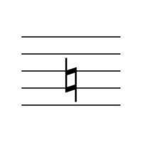 Natural key signature on staff flat vector isolated on white background. Black musical notation symbol. Music concept. Flashcard for learning music
