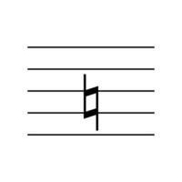 Natural key signature on staff flat vector isolated on white background. Black musical notation symbol. Music concept. Flashcard for learning music