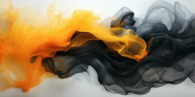 Abstract Graphic motion on background, creative waves of black smoke, AI Generative photo