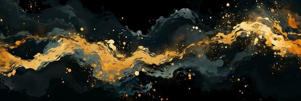 Abstract background black and gold water color style, captivating blend of gold and black oil texture, Luxury and elegant Marble Art, AI Generative photo