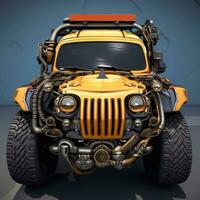 A image of Close up of a robot cosplay character car or jeep from the Marvel Comics Generative AI photo