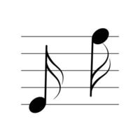 Semiquaver or sixteenth note symbol on staff flat vector isolated on white background. Musical notes symbol. Musical notation. For learning music