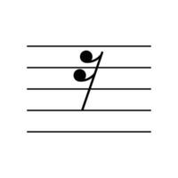 Semiquaver or sixteenth rest symbol on staff flat vector isolated on white background. Musical symbol. Musical notation. For learning music