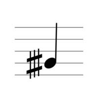 sesquifilo o agudo y un medio símbolo en personal plano vector aislado en blanco antecedentes. microtono signo. musical símbolo. musical notación. tarjeta de memoria flash para aprendizaje música