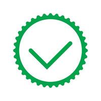 Yes round stamp icon. Seal with check mark icon. Symbol of approval. vector