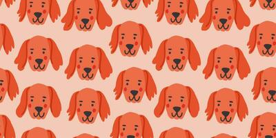 Vector seamless pattern with cute retriever dog faces. Dog pattern on pink background.