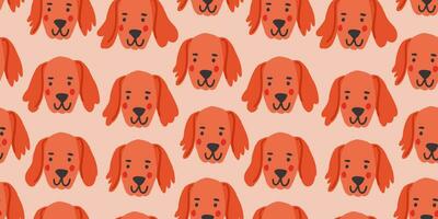 Vector seamless pattern with cute retriever dog faces. Dog pattern on pink background.