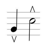 Marcato symbol on staff flat vector isolated on white background. Articulation marks. Musical symbol. Musical notation. Flashcard for learning music