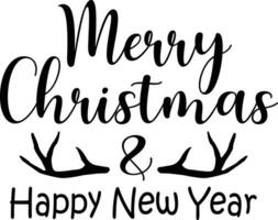 Merry christmas and happy new year text vector