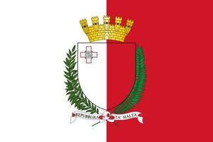 The official current flag and coat of arms of Republic of Malta. State flag of Malta. Illustration. photo