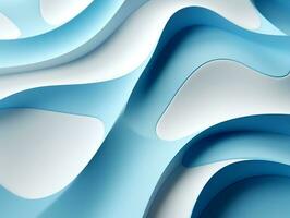 Beautiful textured 3D wall in light blue and white futuristic Geometric background AI Generative photo