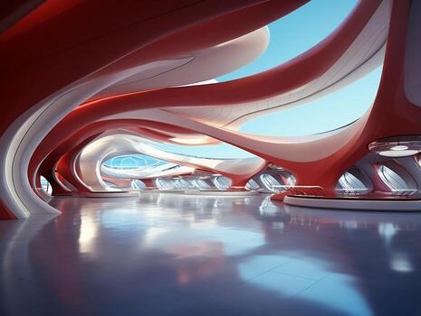 Beautiful modern futuristic building interior architecture AI Generative photo