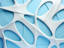 Beautiful textured 3D wall in light blue and white futuristic Geometric background AI Generative photo