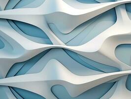 Beautiful textured 3D wall in light blue and white futuristic Geometric background AI Generative photo