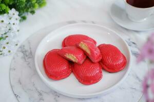 Kue ku, kue tok, or red turtle cake, traditional cake in an indonesia photo