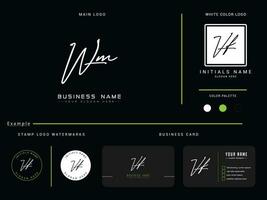 Modern Signature Wm Logo Branding, initial Wm mw Feminine Luxury Letter Logo vector