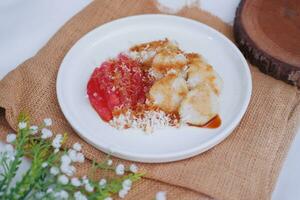 Fresh and Delicious Morning Meal and Sweet Food on a Plate photo