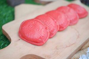 Kue ku, kue tok, or red turtle cake, traditional cake in an indonesia photo