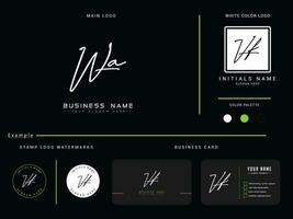 Modern Signature Wa Logo Branding, initial Wa aw Feminine Luxury Letter Logo vector