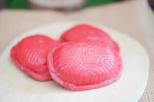 Kue ku, kue tok, or red turtle cake, traditional cake in an indonesia photo