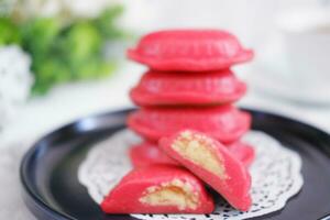 Kue ku, kue tok, or red turtle cake, traditional cake in an indonesia photo