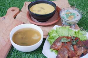 Fried fish with soup, Indonesian style food photo