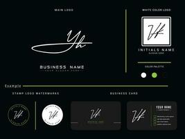 Hand Draw Signature Yh Letter Logo, Initial Yh Feminine Logo Branding vector