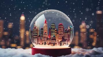 x'mas christmas winter snowglobe cityscape, generated ai photo