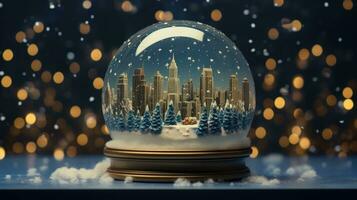 Navidad Navidad invierno bola de nieve paisaje urbano, generado ai foto