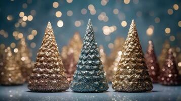 christmas tree xmas holiday decoration with glitter bokeh background, generative ai photo