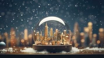 x'mas christmas winter snowglobe cityscape, generated ai photo