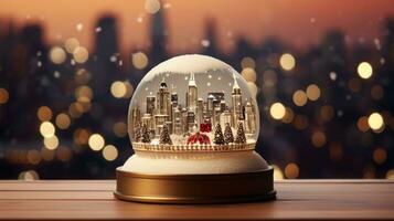 x'mas christmas winter snowglobe cityscape, generated ai photo