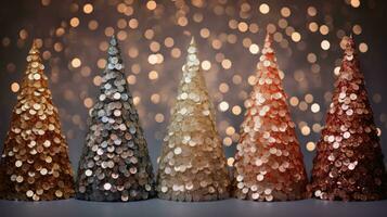 christmas tree xmas holiday decoration with glitter bokeh background, generative ai photo