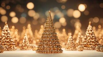 christmas tree xmas holiday decoration with glitter bokeh background, generative ai photo