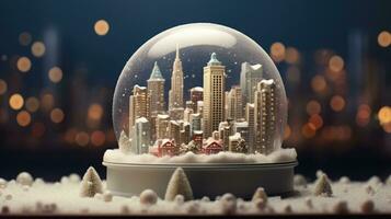 x'mas christmas winter snowglobe cityscape, generated ai photo