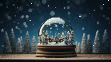 x'mas christmas winter snowglobe cabin, generated ai photo