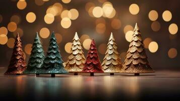 christmas tree xmas holiday decoration with glitter bokeh background, generative ai photo