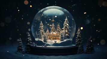 x'mas christmas winter snowglobe cabin, generated ai photo