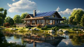 Sustainable Building Solutions. 3D Renewable Energy Integration. AI Generated photo